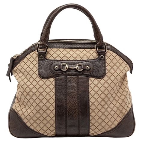 Gucci Beige/Brown Diamante Canvas And Leather 